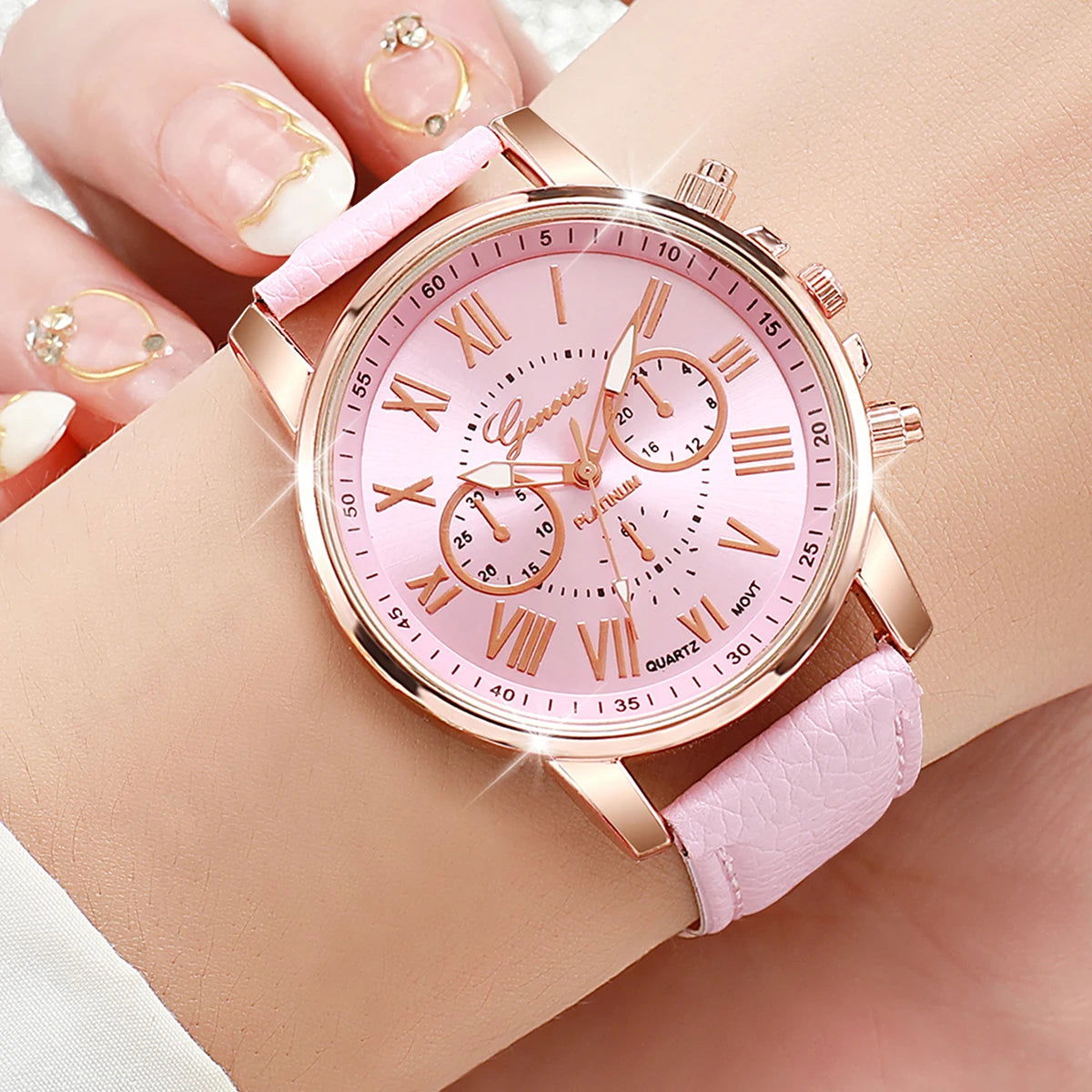 5PCS/Set Women's Multi Color Watch Fashionable and Exquisite Leather Watch with Multiple Options to Wear Every Day - LOCKDEALZ