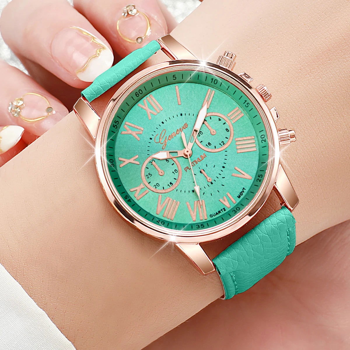 5PCS/Set Women's Multi Color Watch Fashionable and Exquisite Leather Watch with Multiple Options to Wear Every Day - LOCKDEALZ