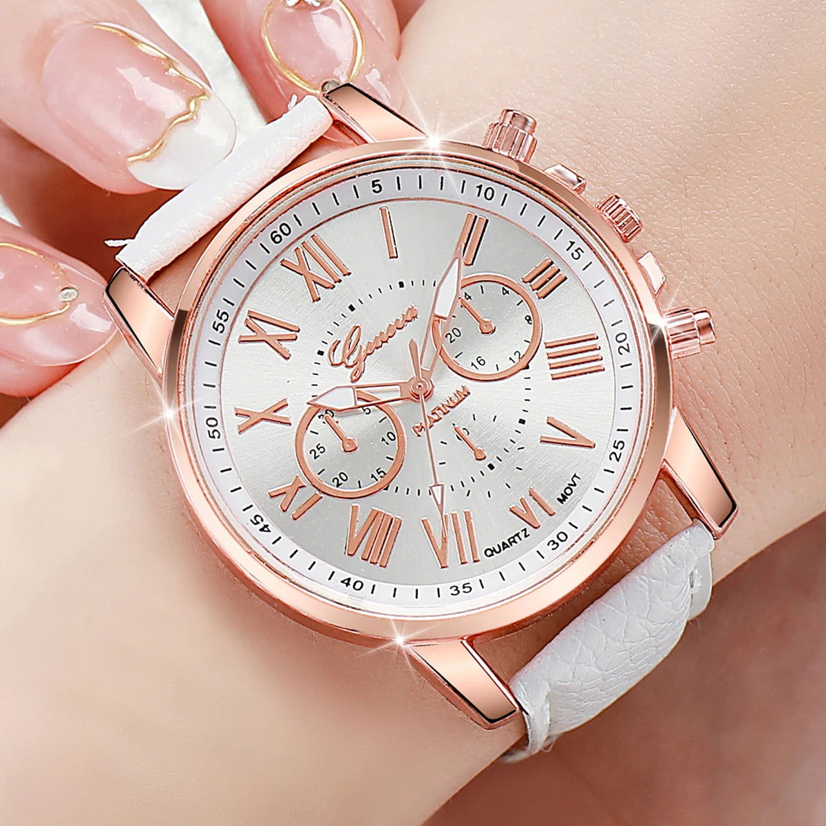 5PCS/Set Women's Multi Color Watch Fashionable and Exquisite Leather Watch with Multiple Options to Wear Every Day - LOCKDEALZ