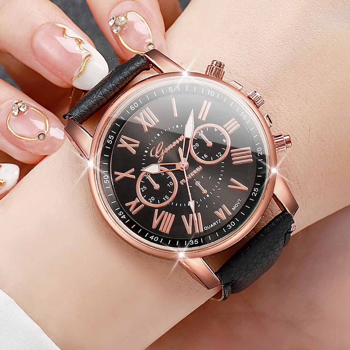 5PCS/Set Women's Multi Color Watch Fashionable and Exquisite Leather Watch with Multiple Options to Wear Every Day - LOCKDEALZ