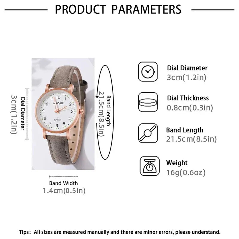 6Pcs Sets Luxury White Leather Analog Ladies Quartz Wrist Watch Fashion Butterfly Design Earring Bracelet Necklace Gifts - LOCKDEALZ