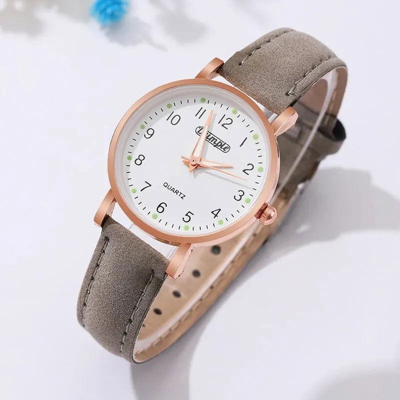 6Pcs Sets Luxury White Leather Analog Ladies Quartz Wrist Watch Fashion Butterfly Design Earring Bracelet Necklace Gifts - LOCKDEALZ
