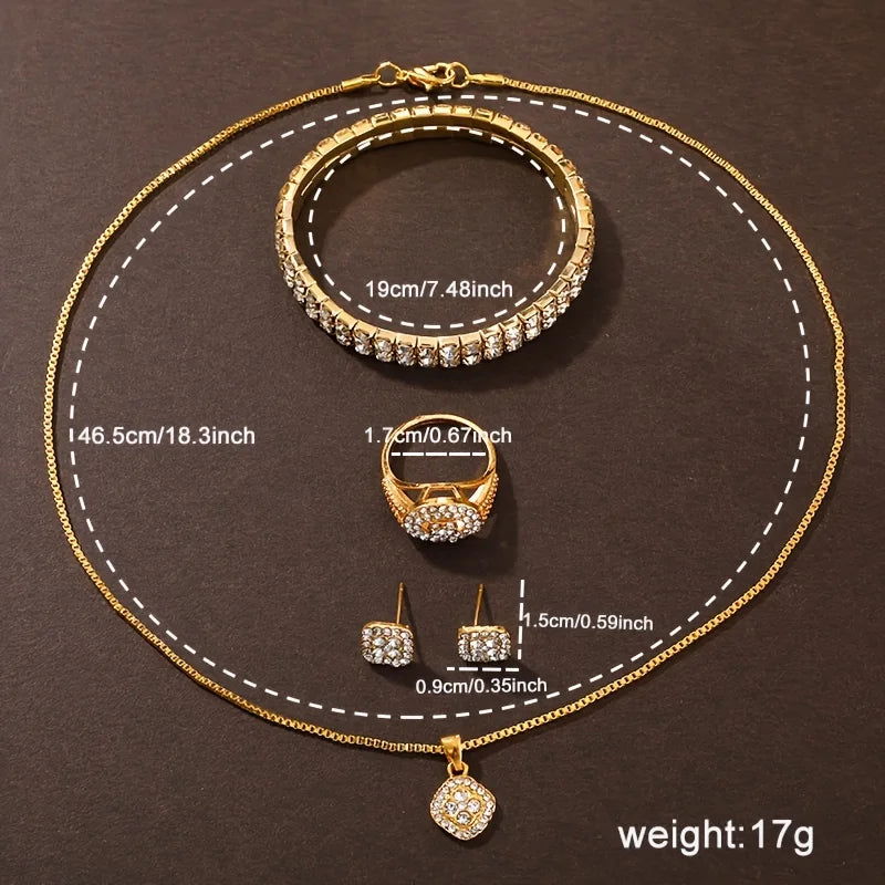6pcs/set Women's Watch Luxury Rhinestone Quartz Watch Hiphop Fashion Analog Wrist Watch & Jewelry Set, Gift For Mom Her - LOCKDEALZ