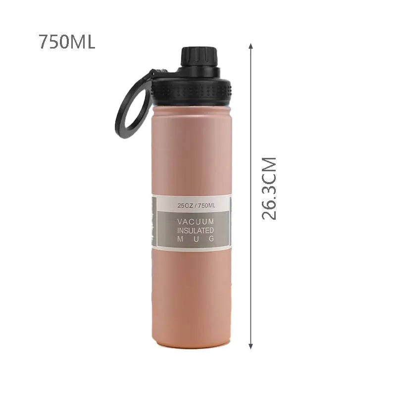 750ml Stainless Steel Vacuum Bottle With Magnetic Bracket Large Capacity Insulation Water Bottle For Travel Sports Water Cup - LOCKDEALZ