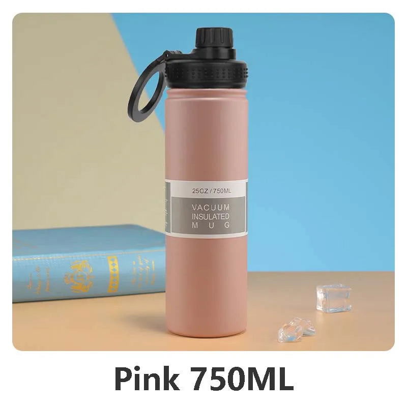 750ml Stainless Steel Vacuum Bottle With Magnetic Bracket Large Capacity Insulation Water Bottle For Travel Sports Water Cup - LOCKDEALZ