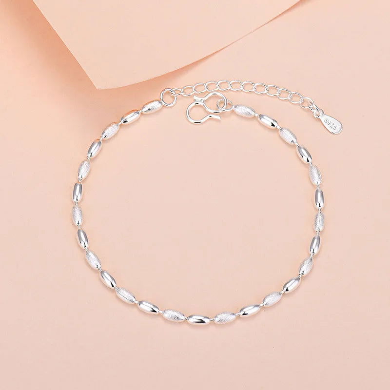 925 Sterling Silver Lucky Bead Charm Bracelet For Women Chain Round Bangles Fashion Luxury Quality Jewelry Christmas Accessories - LOCKDEALZ