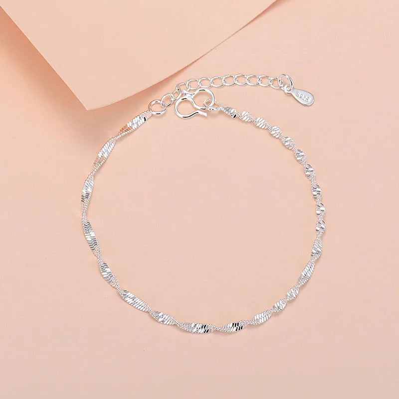925 Sterling Silver Lucky Bead Charm Bracelet For Women Chain Round Bangles Fashion Luxury Quality Jewelry Christmas Accessories - LOCKDEALZ