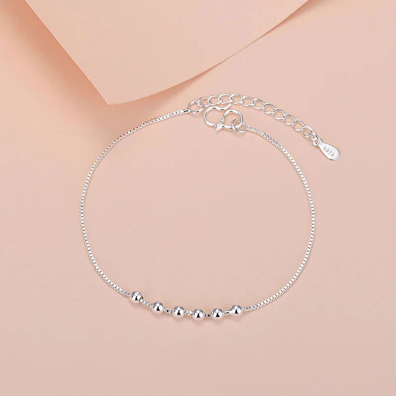 925 Sterling Silver Lucky Bead Charm Bracelet For Women Chain Round Bangles Fashion Luxury Quality Jewelry Christmas Accessories - LOCKDEALZ