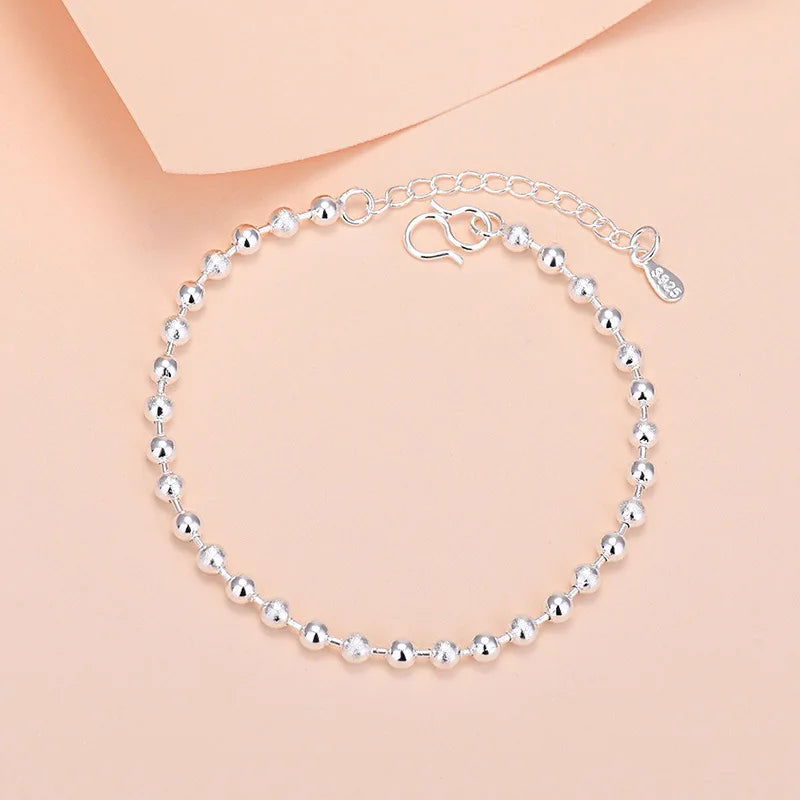 925 Sterling Silver Lucky Bead Charm Bracelet For Women Chain Round Bangles Fashion Luxury Quality Jewelry Christmas Accessories - LOCKDEALZ