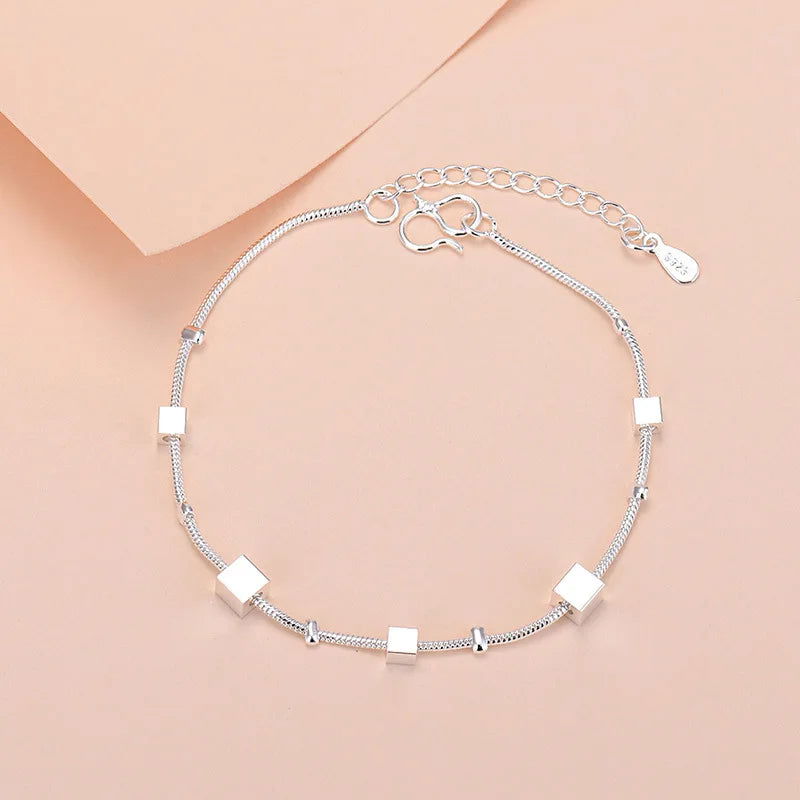 925 Sterling Silver Lucky Bead Charm Bracelet For Women Chain Round Bangles Fashion Luxury Quality Jewelry Christmas Accessories - LOCKDEALZ