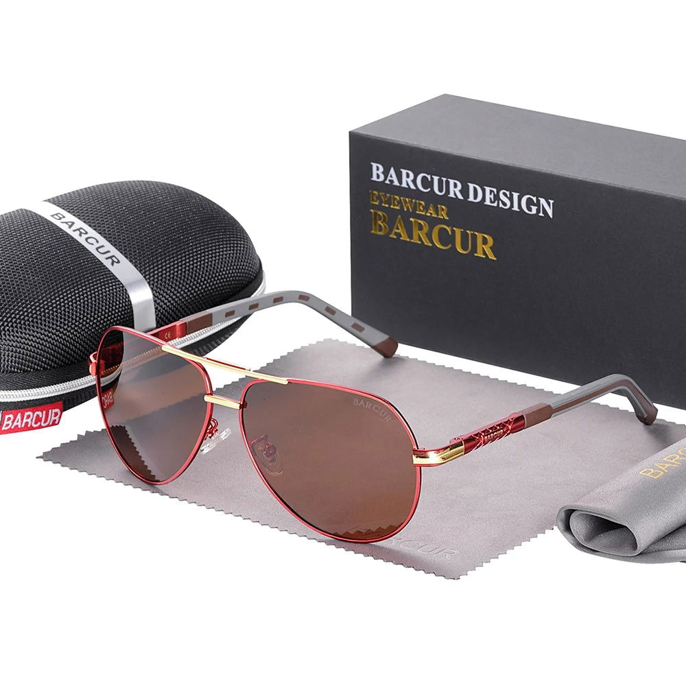 BARCUR Aluminum Vintage Men's Sunglasses Men Polarized Coating Classic Sun Glasses Women Shade Male Driving Accessories Eyewear - LOCKDEALZ