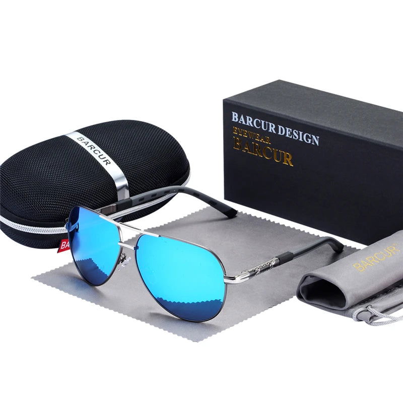 BARCUR Aluminum Vintage Men's Sunglasses Men Polarized Coating Classic Sun Glasses Women Shade Male Driving Accessories Eyewear - LOCKDEALZ