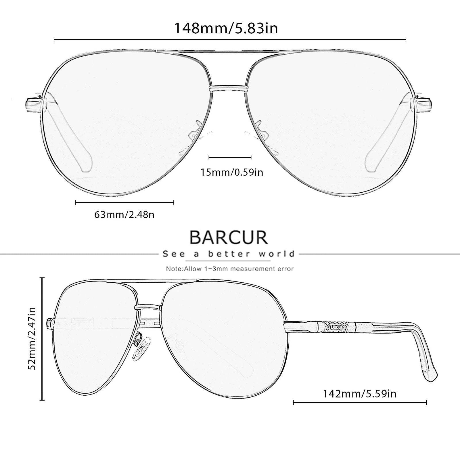 BARCUR Men Sunglasses Brand Original Polarized Driver glasses Polaroid Sun glass Male Pilot Eyewear - LOCKDEALZ