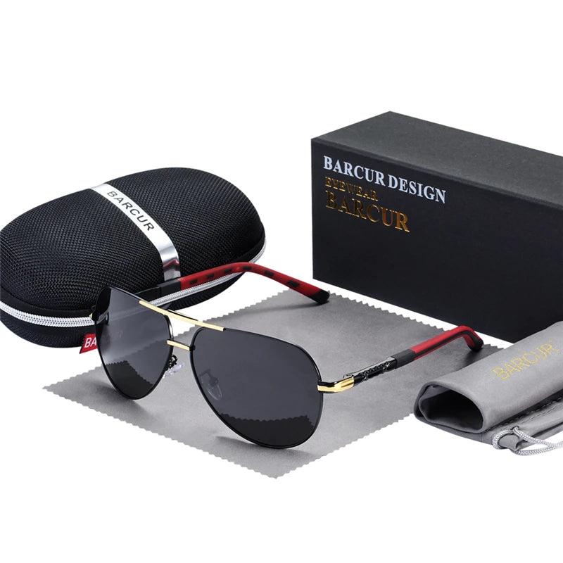 BARCUR Men Sunglasses Brand Original Polarized Driver glasses Polaroid Sun glass Male Pilot Eyewear - LOCKDEALZ