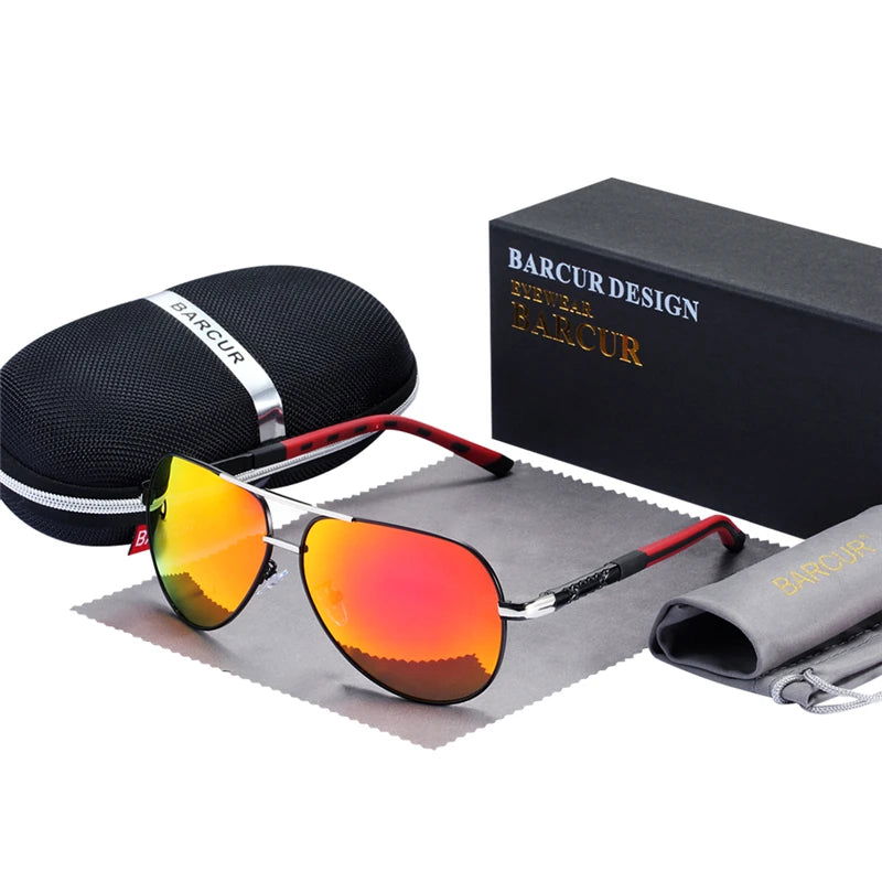 BARCUR Men Sunglasses Brand Original Polarized Driver glasses Polaroid Sun glass Male Pilot Eyewear - LOCKDEALZ