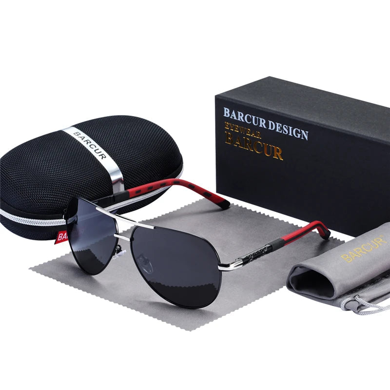 BARCUR Men Sunglasses Brand Original Polarized Driver glasses Polaroid Sun glass Male Pilot Eyewear - LOCKDEALZ