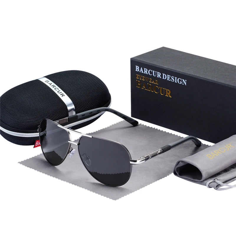 BARCUR Men Sunglasses Brand Original Polarized Driver glasses Polaroid Sun glass Male Pilot Eyewear - LOCKDEALZ
