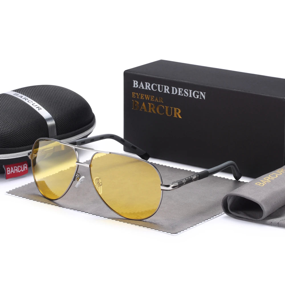 BARCUR Men Sunglasses Brand Original Polarized Driver glasses Polaroid Sun glass Male Pilot Eyewear - LOCKDEALZ