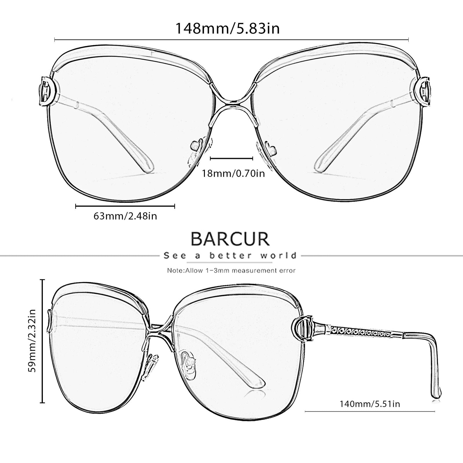 BARCUR Polarized Ladies Sunglasses Women Gradient Lens Round Sun Glasses Square Luxury Brand Oculos Lunette De Soleil Femme - LOCKDEALZ