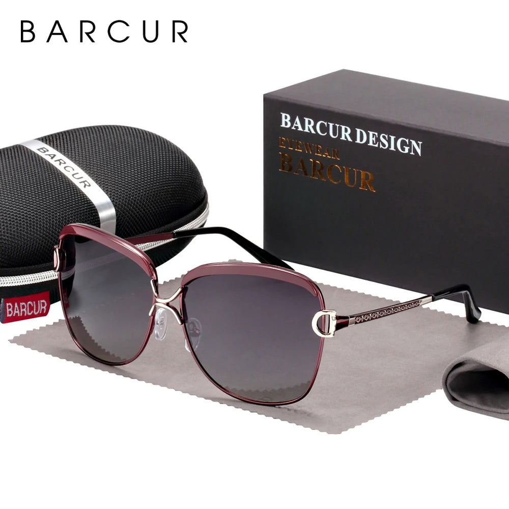 BARCUR Polarized Ladies Sunglasses Women Gradient Lens Round Sun Glasses Square Luxury Brand Oculos Lunette De Soleil Femme - LOCKDEALZ