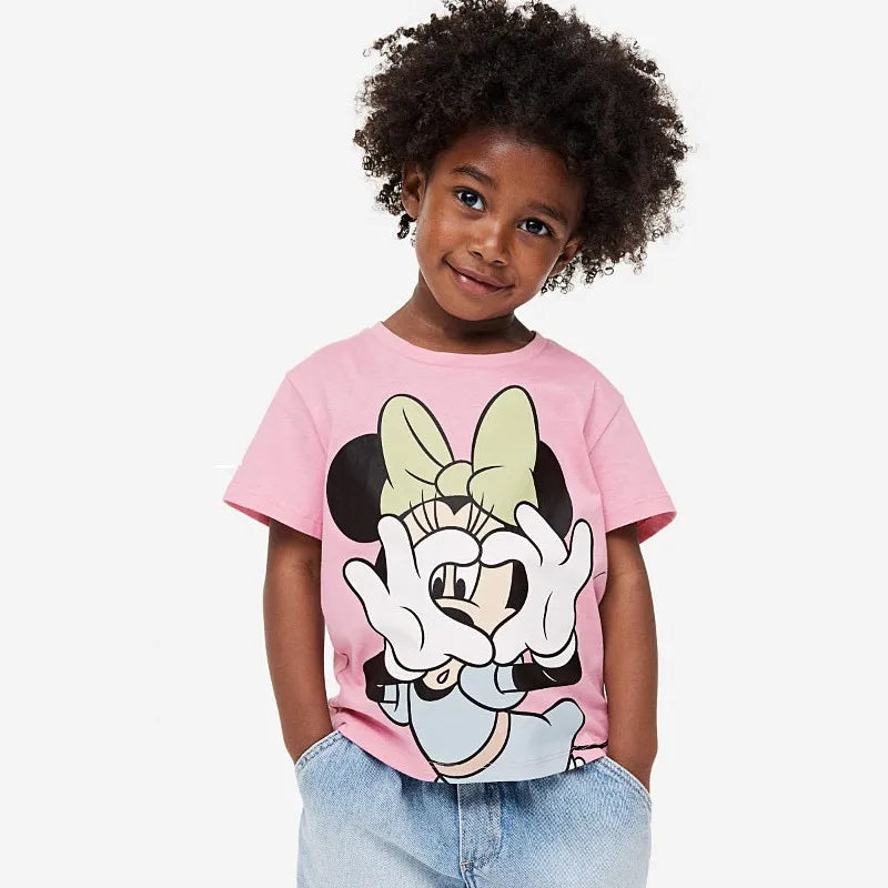 Baby Girl Disney Cartoon T-shirt Summer Clothing Popular Design Fashion Children Short Sleeve Tshirts Kids Girls' Tees Tops - LOCKDEALZ