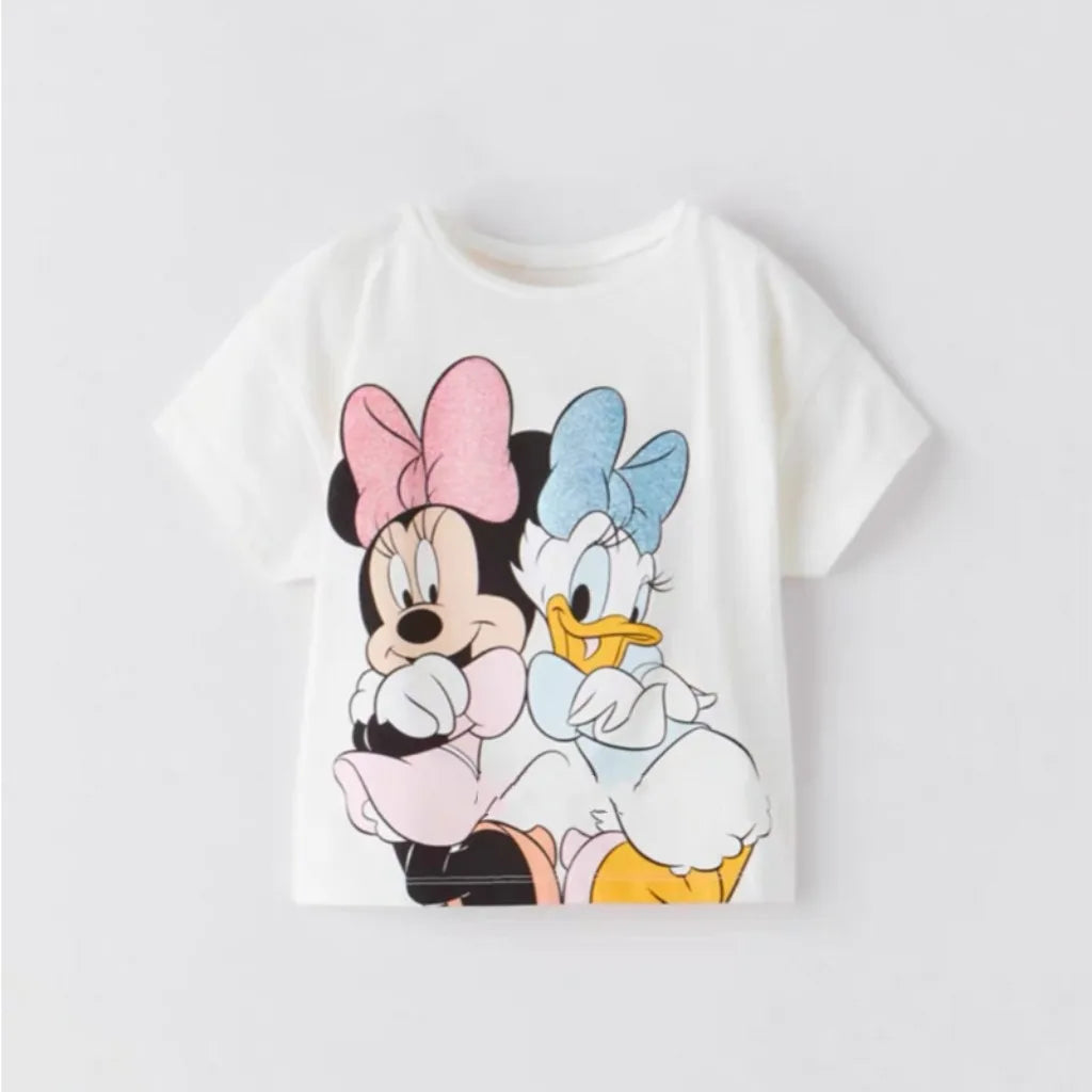 Baby Girl Disney Cartoon T-shirt Summer Clothing Popular Design Fashion Children Short Sleeve Tshirts Kids Girls' Tees Tops - LOCKDEALZ