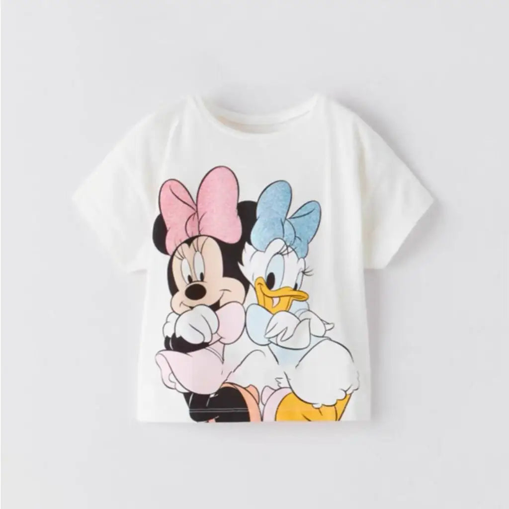 Baby Girl Disney Cartoon T-shirt Summer Clothing Popular Design Fashion Children Short Sleeve Tshirts Kids Girls' Tees Tops - LOCKDEALZ