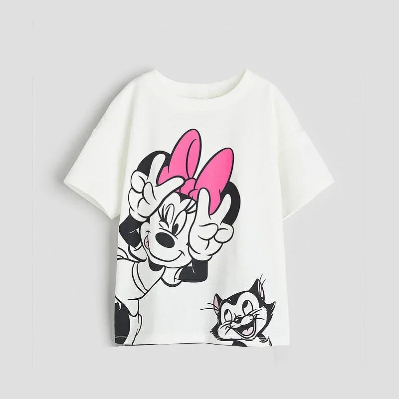 Baby Girl Disney Cartoon T-shirt Summer Clothing Popular Design Fashion Children Short Sleeve Tshirts Kids Girls' Tees Tops - LOCKDEALZ