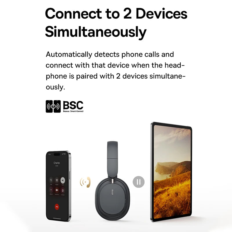 Baseus Bowie D05 Headphones Wireless Earphone Bluetooth 5.3 Headset HiFI Stereo Fones Foldable Wireless Wired Dual Use Headphone - LOCKDEALZ