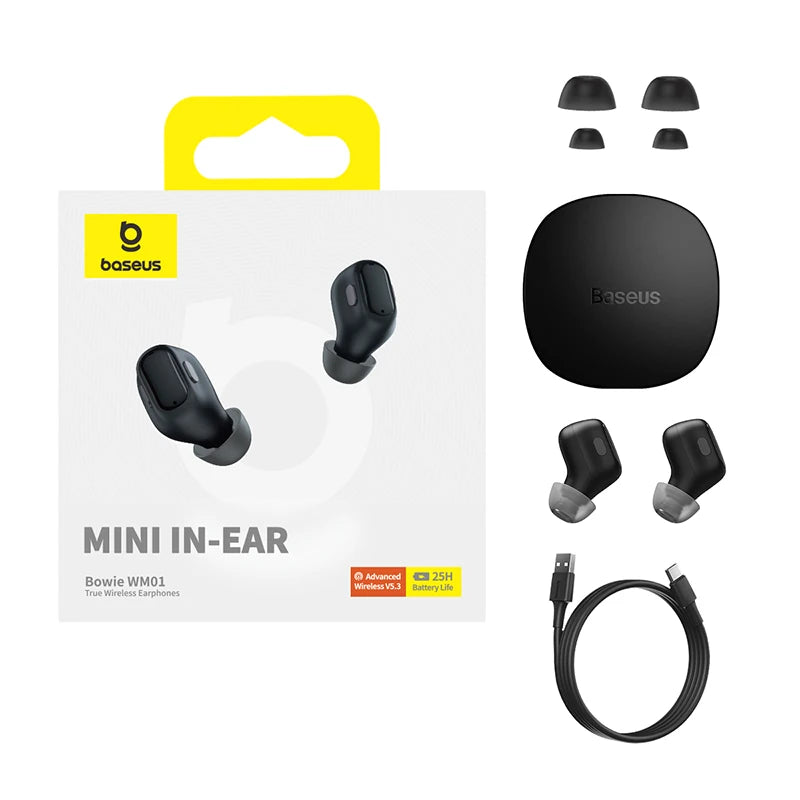 Baseus Bowie WM01 TWS Wireless Earphones Bluetooth 5.3 Earphone HD Headphones Touch Control Earbuds for iOS/Android Headphones - LOCKDEALZ