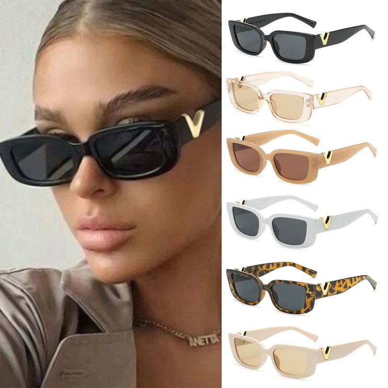Brand Rectangle Sunglasses Women Designer Vintage Small Frame Sun Glasses Ladies Classic Black Square Oculos UV400 - LOCKDEALZ