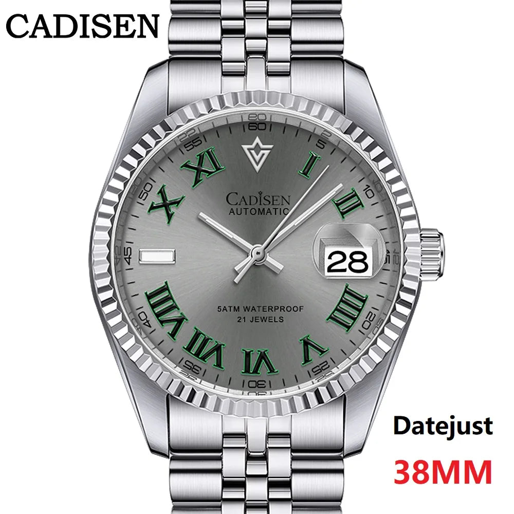 CADISEN 38MM Men's Automatic Mechanical Watch Luxury AR Sapphire Glass Water Resistant Stainless Steel MIYOTA 8215 Reloj Hombre - LOCKDEALZ