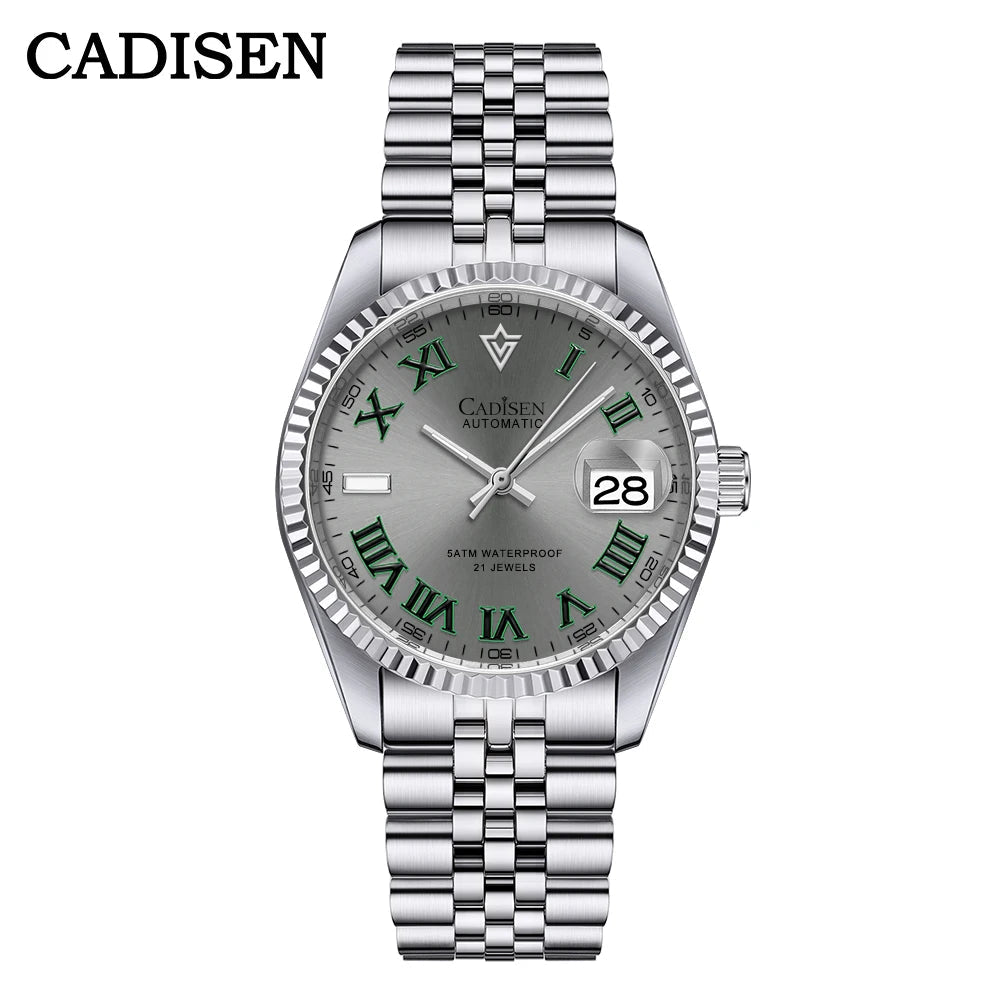CADISEN 38MM Men's Automatic Mechanical Watch Luxury AR Sapphire Glass Water Resistant Stainless Steel MIYOTA 8215 Reloj Hombre - LOCKDEALZ