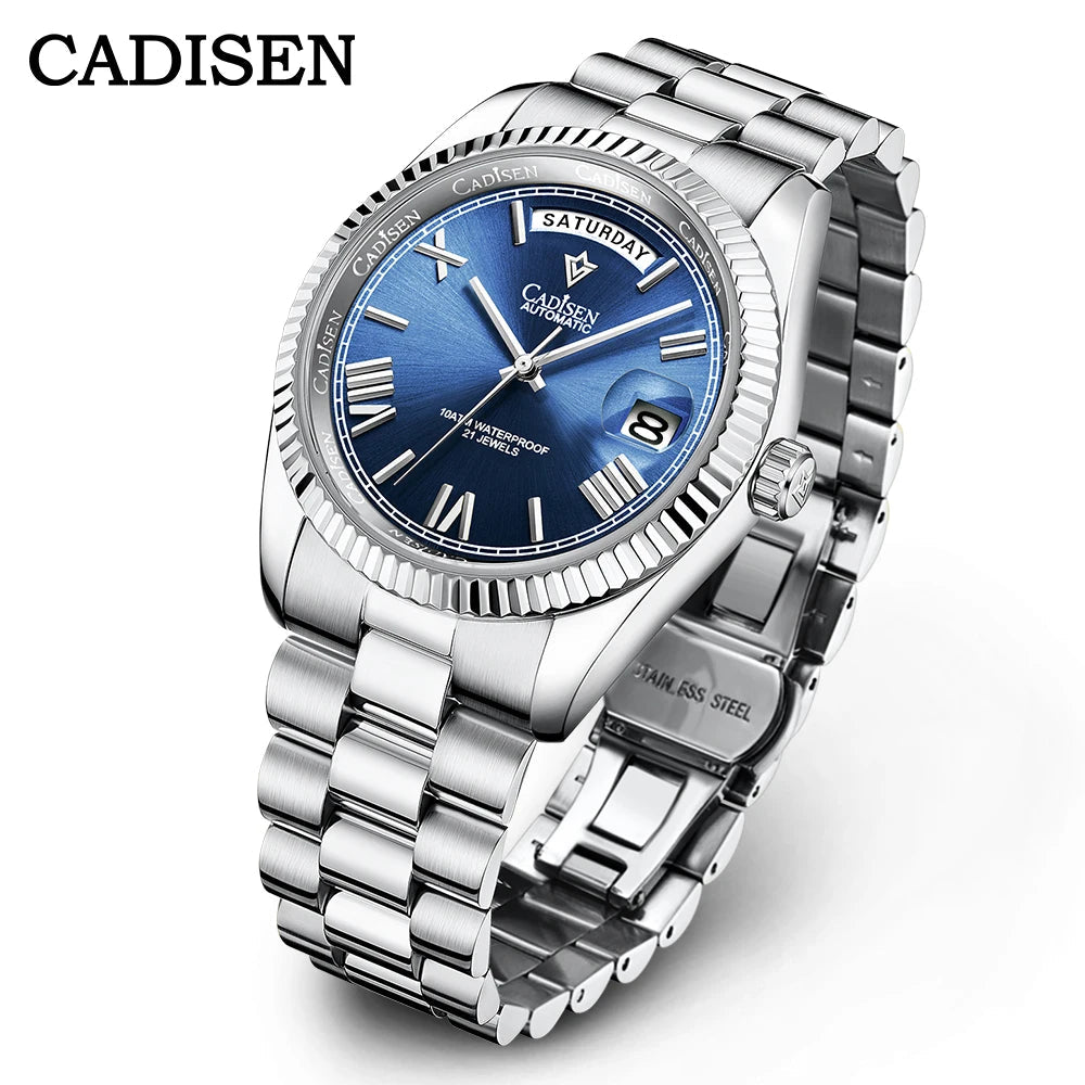 CADISEN Men's Mechanical Watches Luxury Meteorite Dial Automatic Watch For Men Week 100M Japan MIYOTA 8285 Movement Clock Man - LOCKDEALZ