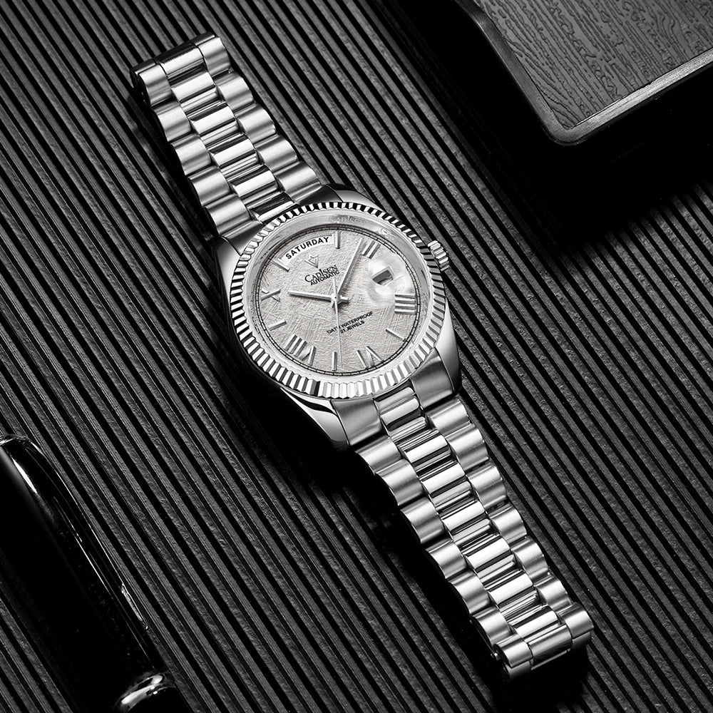 CADISEN Men's Mechanical Watches Luxury Meteorite Dial Automatic Watch For Men Week 100M Japan MIYOTA 8285 Movement Clock Man - LOCKDEALZ