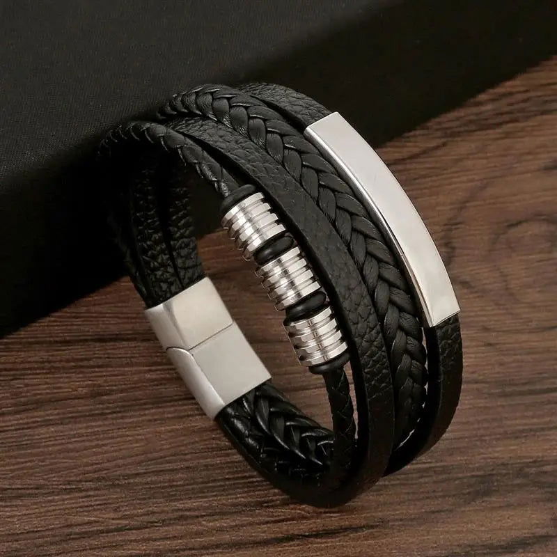 Classic Men's Leather Bracelet New Style Hand-woven Multi-layer Combination - LOCKDEALZ