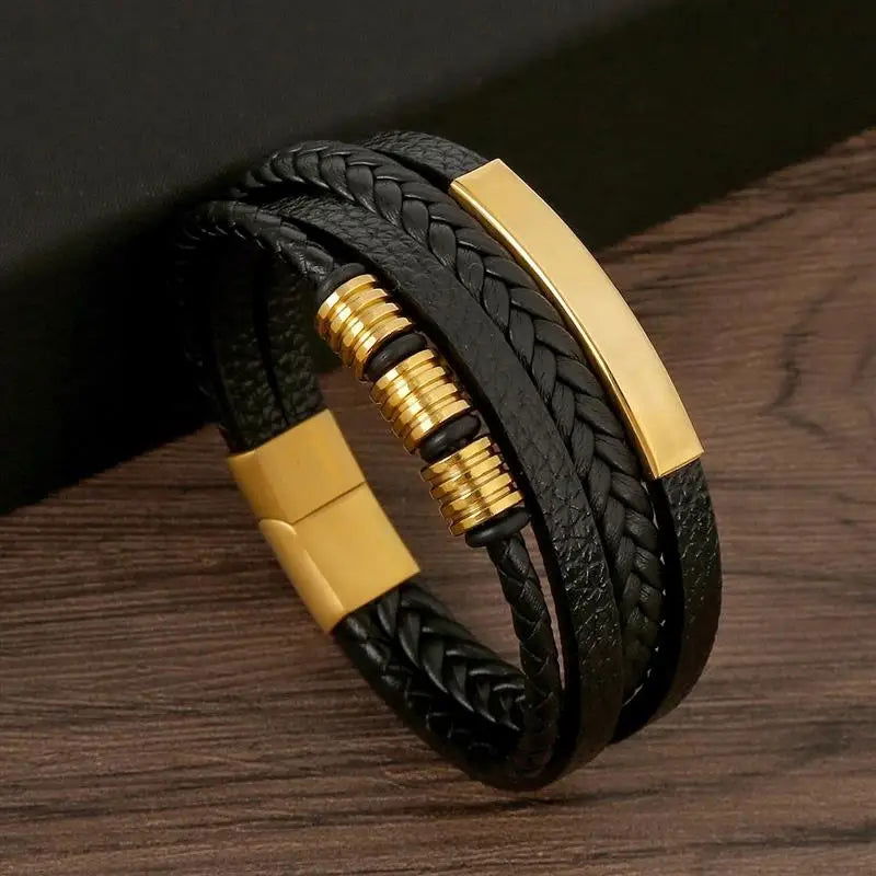 Classic Men's Leather Bracelet New Style Hand-woven Multi-layer Combination - LOCKDEALZ