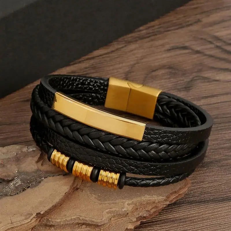 Classic Men's Leather Bracelet New Style Hand-woven Multi-layer Combination - LOCKDEALZ
