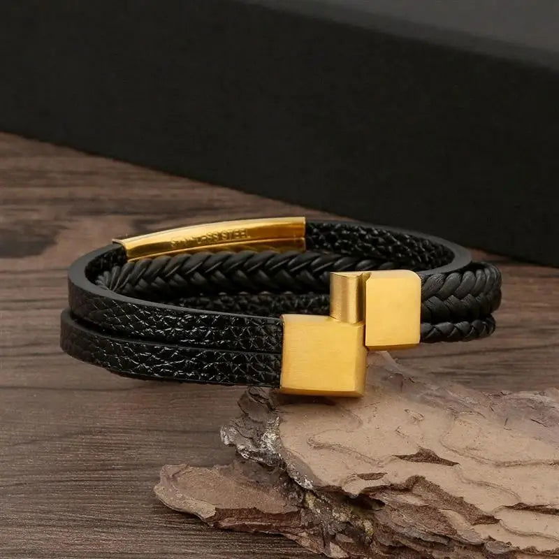 Classic Men's Leather Bracelet New Style Hand-woven Multi-layer Combination - LOCKDEALZ