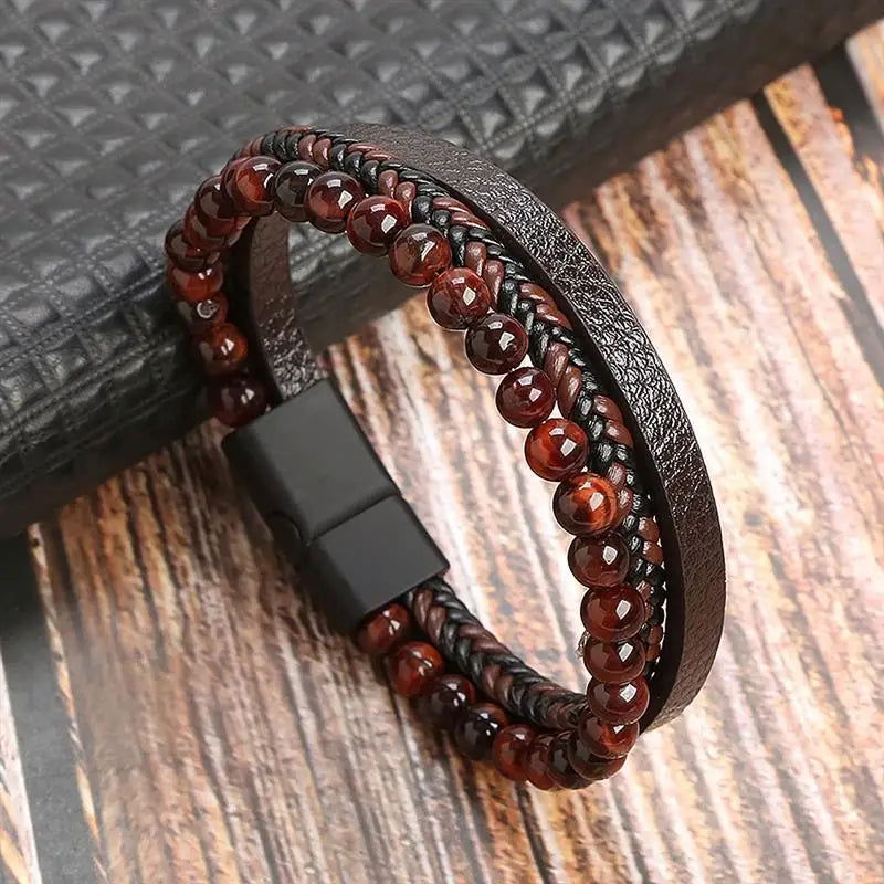 Classic Men's Leather Bracelet New Style Hand-woven Multi-layer Combination - LOCKDEALZ