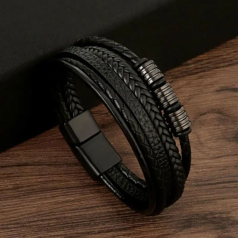 Classic Men's Leather Bracelet New Style Hand-woven Multi-layer Combination - LOCKDEALZ