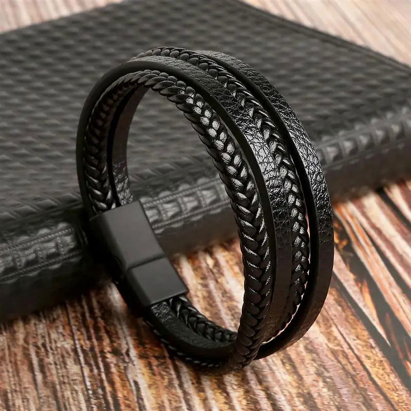 Classic Men's Leather Bracelet New Style Hand-woven Multi-layer Combination - LOCKDEALZ