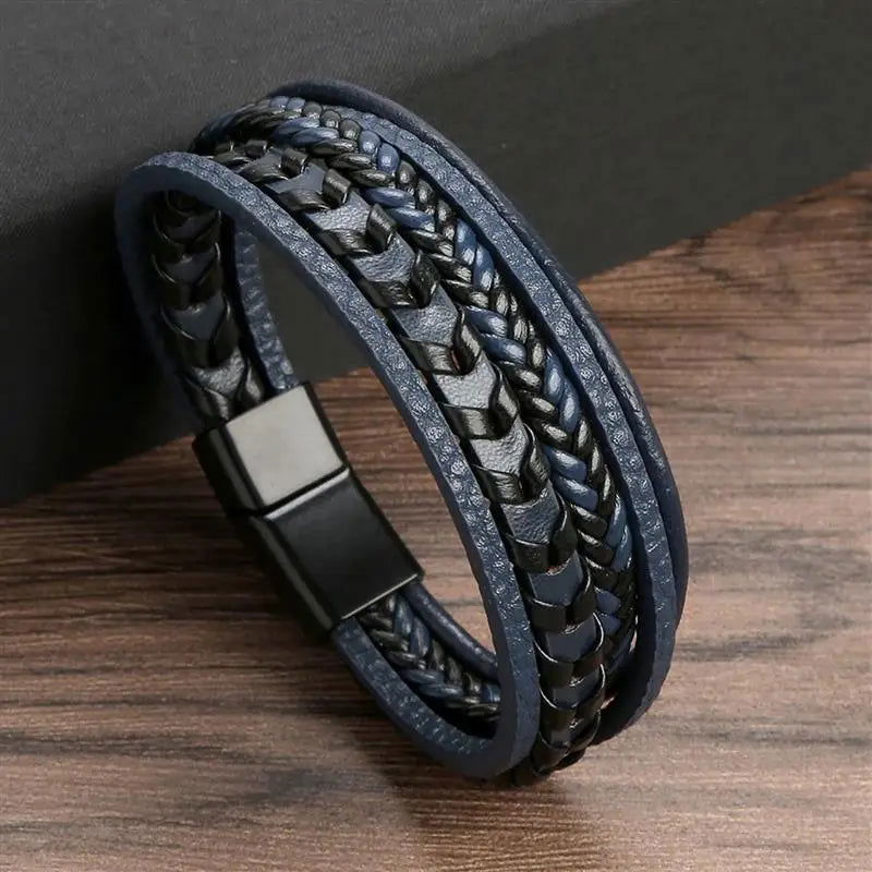 Classic Men's Leather Bracelet New Style Hand-woven Multi-layer Combination - LOCKDEALZ