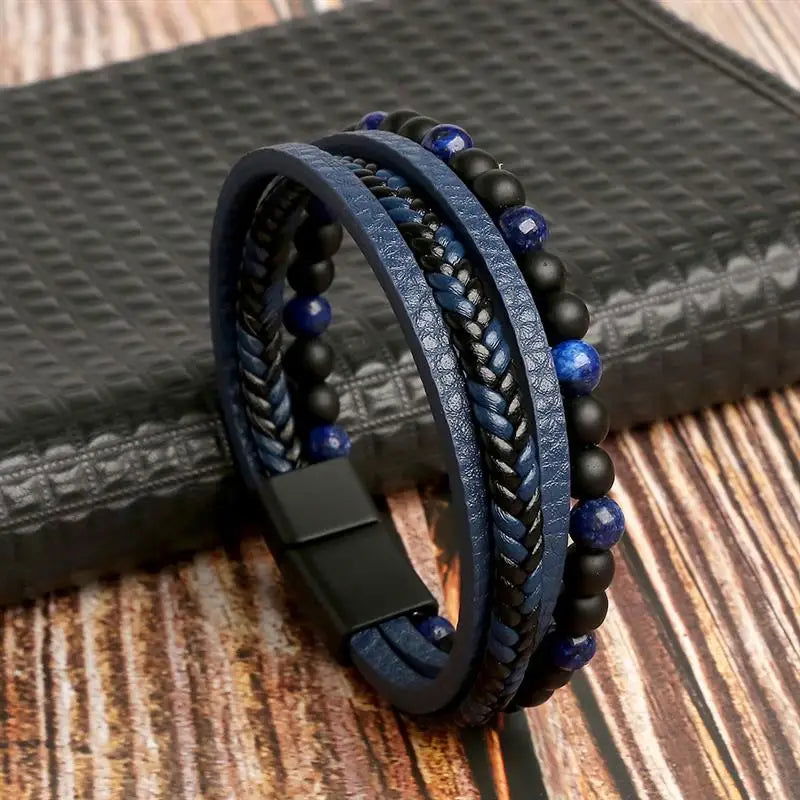 Classic Men's Leather Bracelet New Style Hand-woven Multi-layer Combination - LOCKDEALZ
