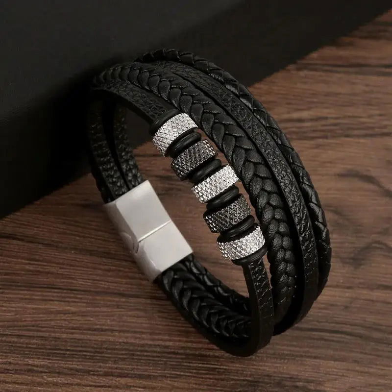Classic Men's Leather Bracelet New Style Hand-woven Multi-layer Combination - LOCKDEALZ