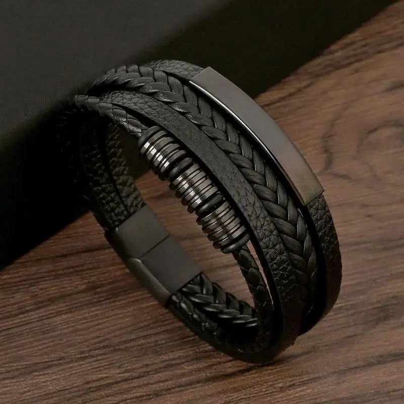 Classic Men's Leather Bracelet New Style Hand-woven Multi-layer Combination - LOCKDEALZ