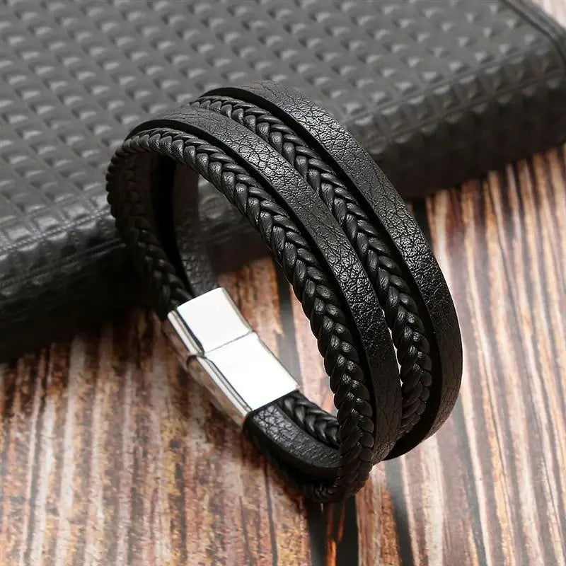 Classic Men's Leather Bracelet New Style Hand-woven Multi-layer Combination - LOCKDEALZ