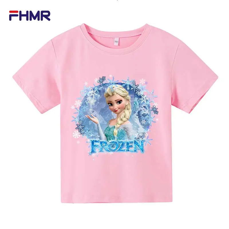 Cute Frozen Children Clothes Kids Summer Fashion Elsa T-shirt Baby Boys Cartoon Tshirts Toddler Girls Short Sleeve Casual Tops - LOCKDEALZ