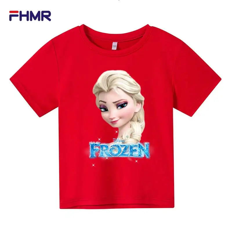 Cute Frozen Children Clothes Kids Summer Fashion Elsa T-shirt Baby Boys Cartoon Tshirts Toddler Girls Short Sleeve Casual Tops - LOCKDEALZ