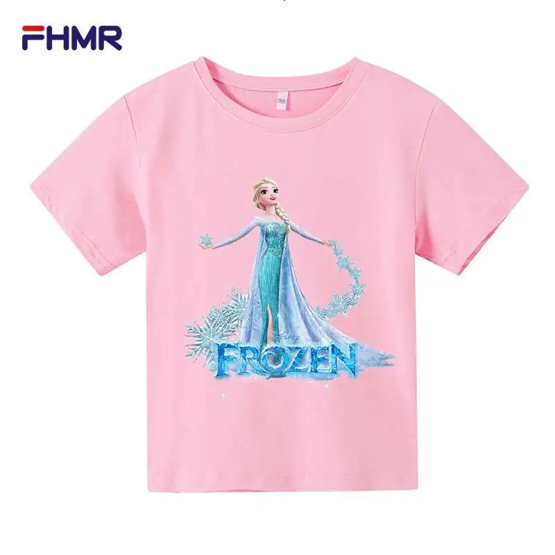 Cute Frozen Children Clothes Kids Summer Fashion Elsa T-shirt Baby Boys Cartoon Tshirts Toddler Girls Short Sleeve Casual Tops - LOCKDEALZ